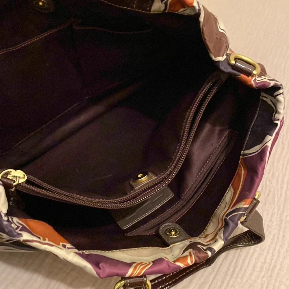 Coach Purple and Brown Ashley Signature Shoulder Bag. No. F1257-F20113